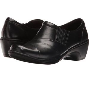 Clarks Collection Women's Channing Essa Clogs Side Zip Shoes 10 M Black ~ NEW